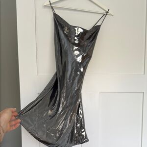 Elegant Silver Slip Dress